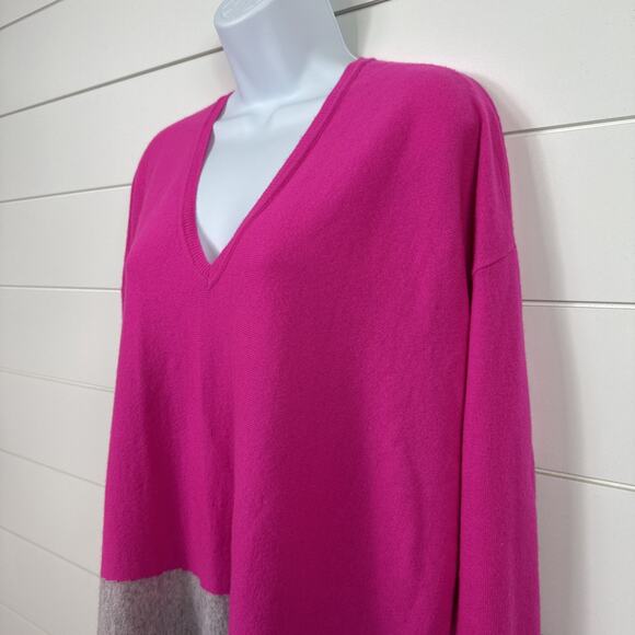 Lilly Pulitzer 100% Cashmere Fringe Alessandra Tunic Sweater Pink Gray sz S/M - Picture 4 of 8